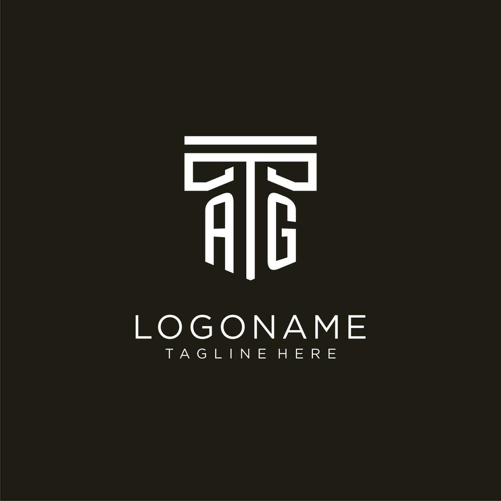 AG initial logo with geometric pillar style design vector