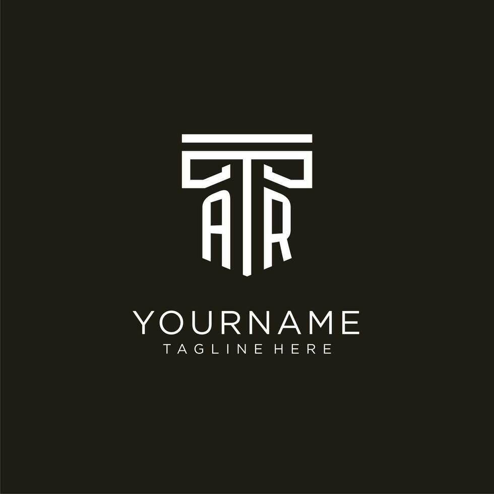 AR initial logo with geometric pillar style design vector