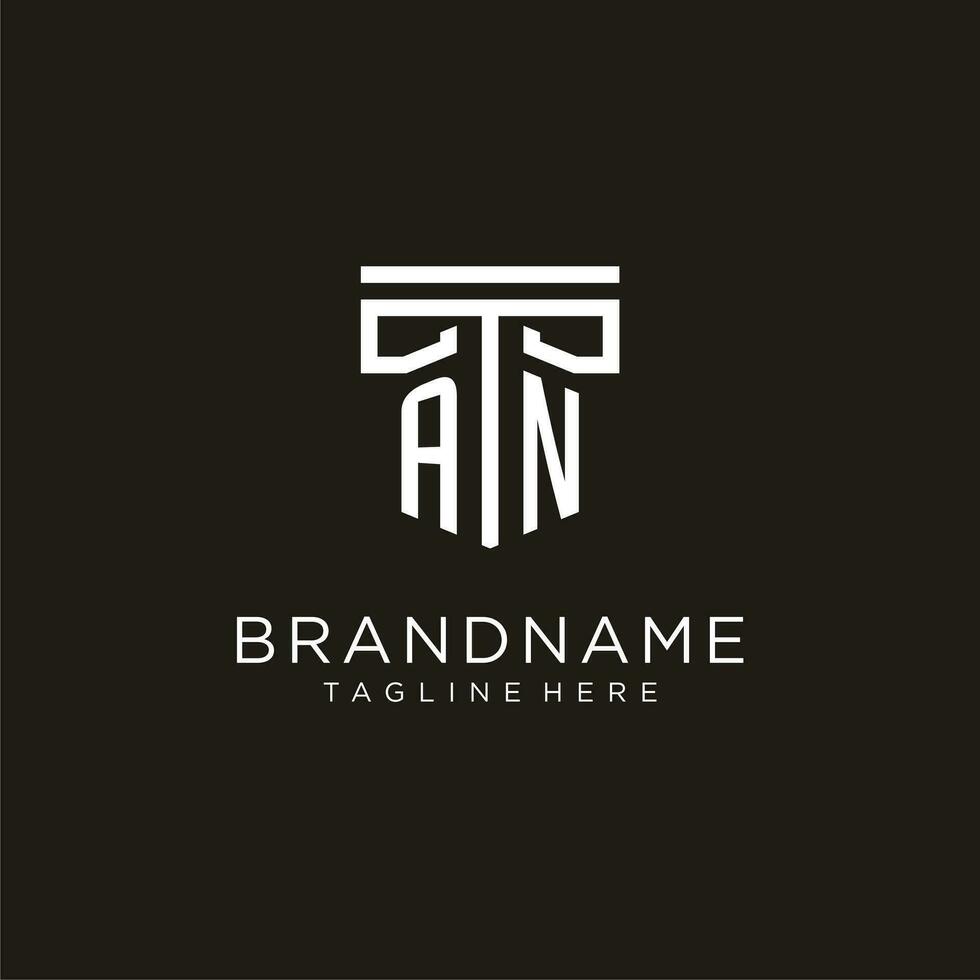 AN initial logo with geometric pillar style design vector