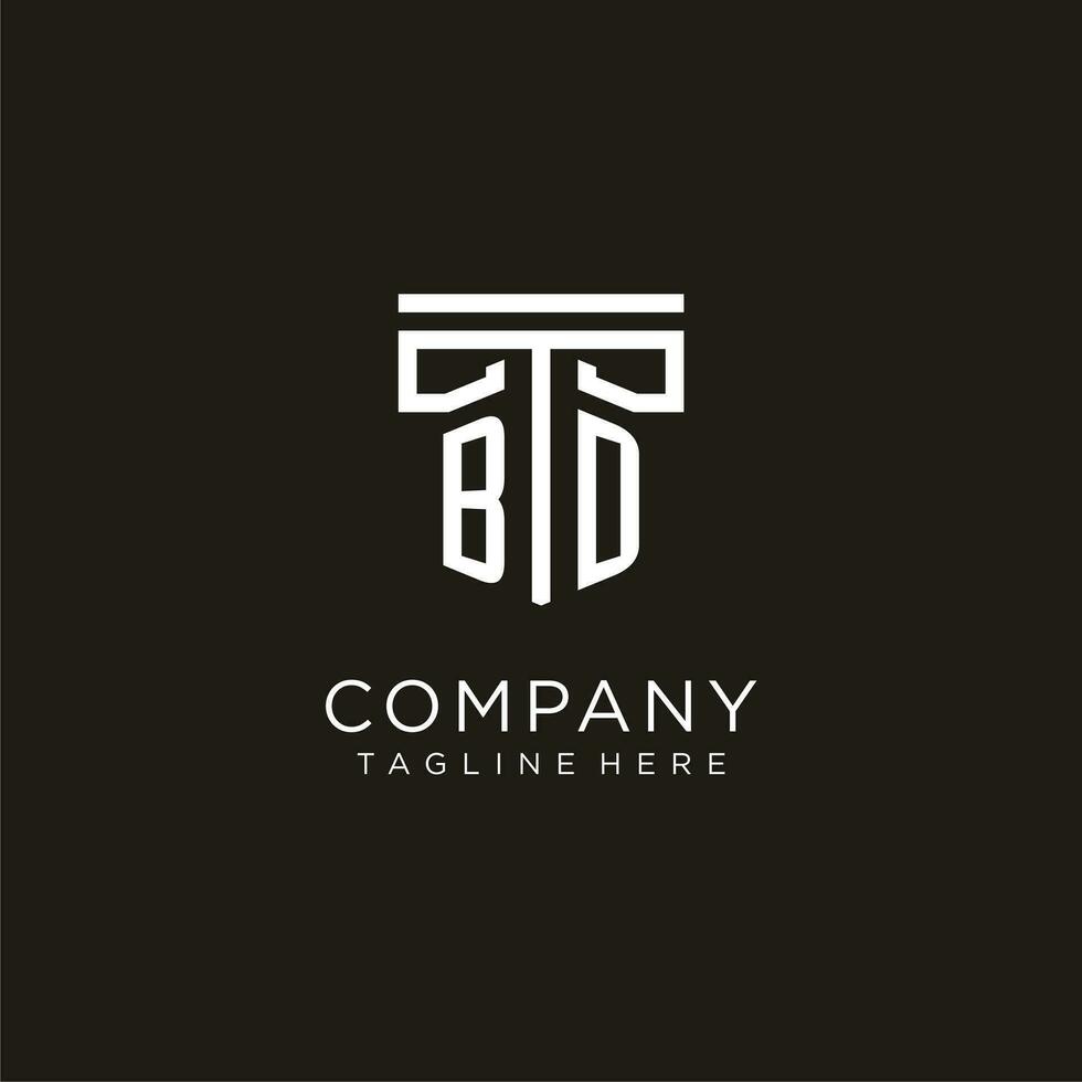 BD initial logo with geometric pillar style design vector