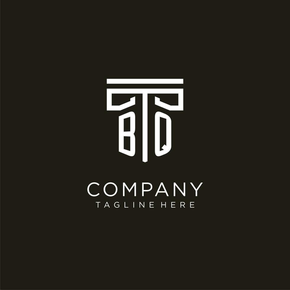 BQ initial logo with geometric pillar style design vector