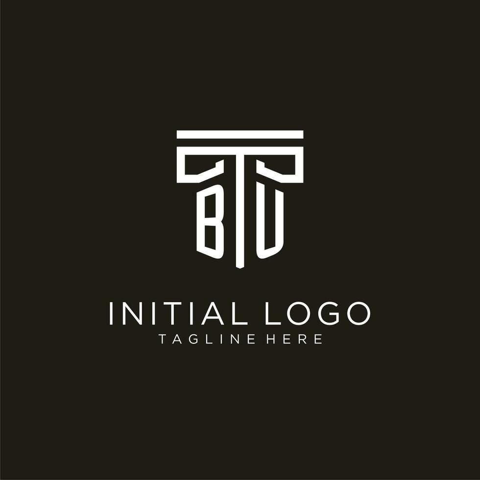 BU initial logo with geometric pillar style design vector