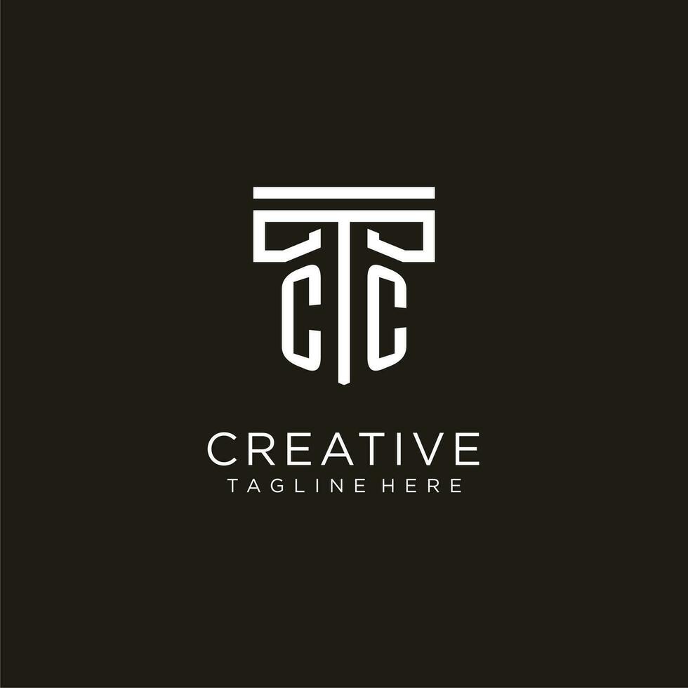 CC initial logo with geometric pillar style design vector