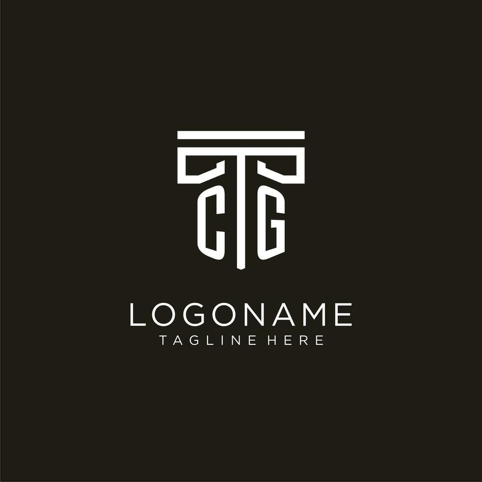 CG initial logo with geometric pillar style design vector