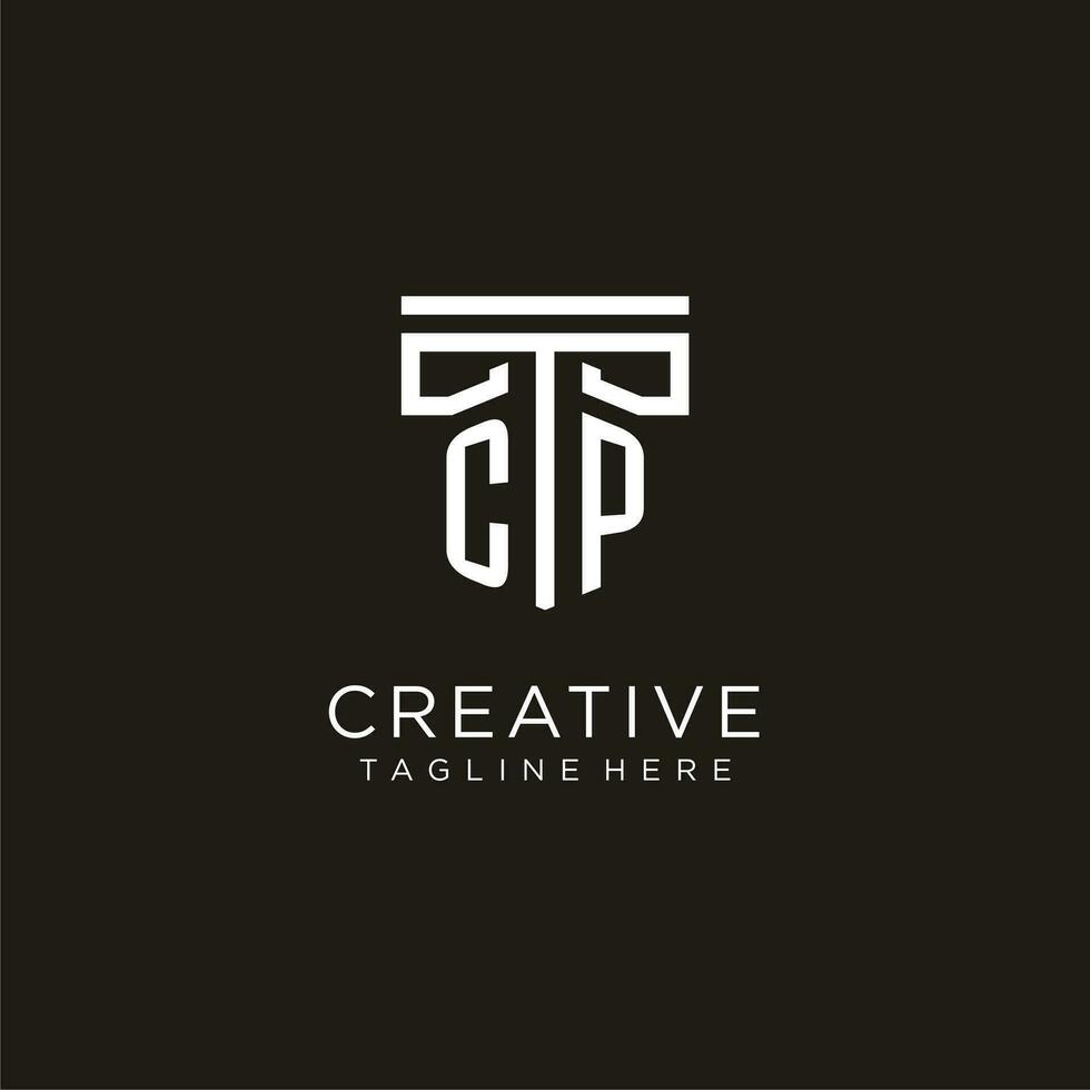 CP initial logo with geometric pillar style design vector