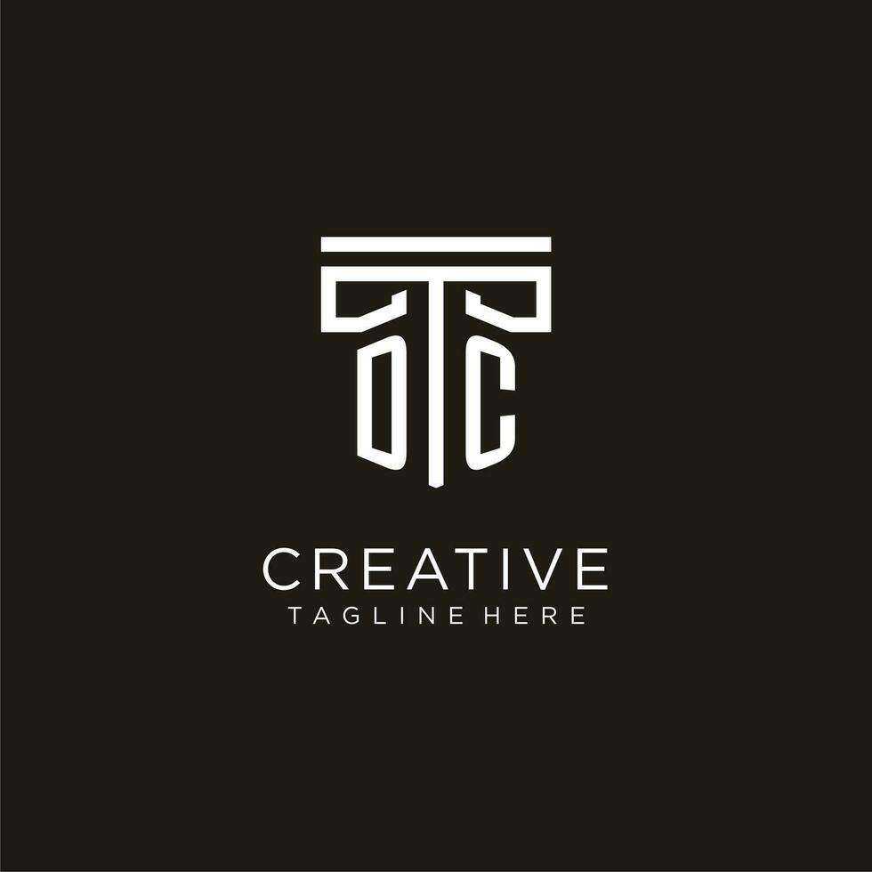 DC initial logo with geometric pillar style design vector