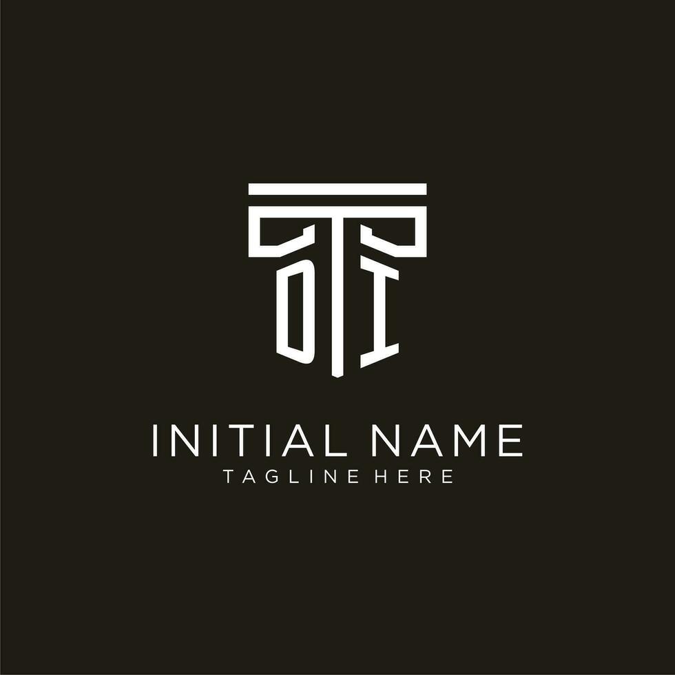 DI initial logo with geometric pillar style design vector