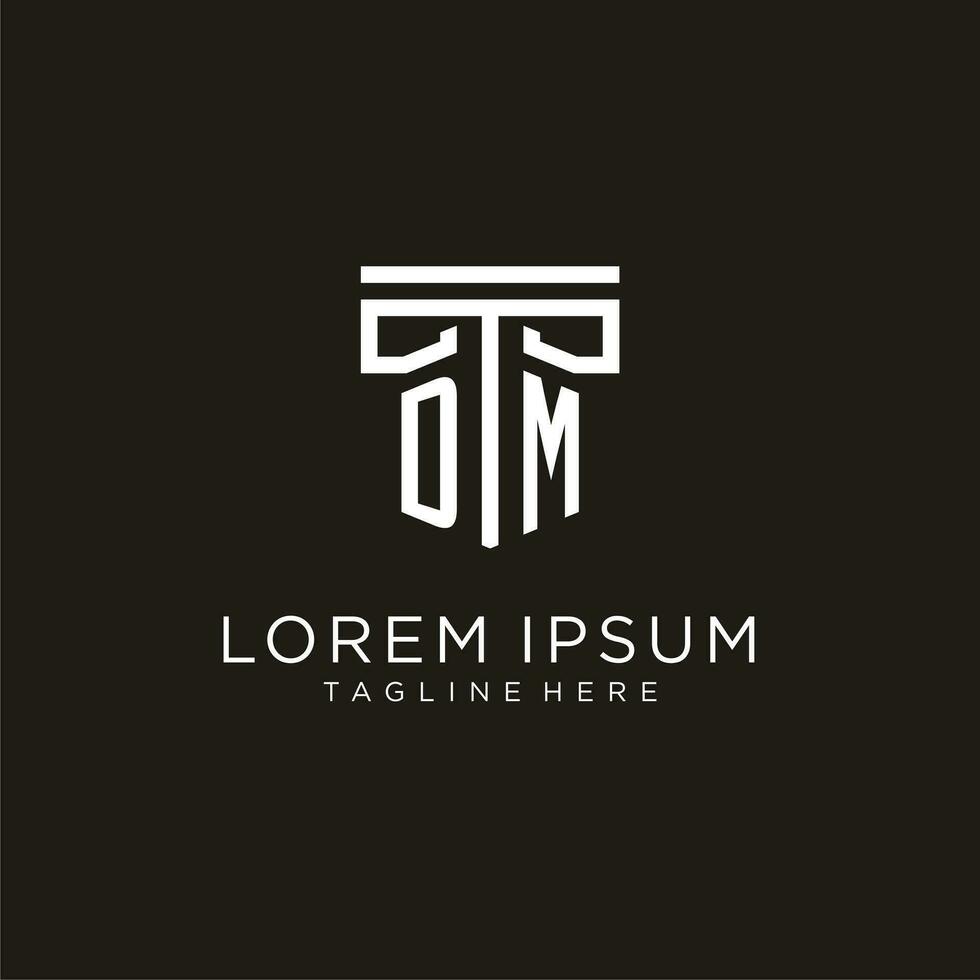DM initial logo with geometric pillar style design vector