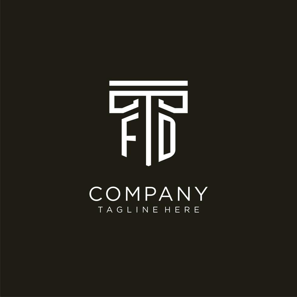 FD initial logo with geometric pillar style design vector
