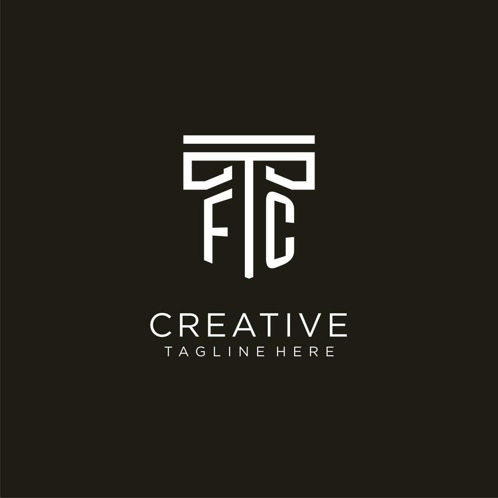 FC initial logo with geometric pillar style design vector