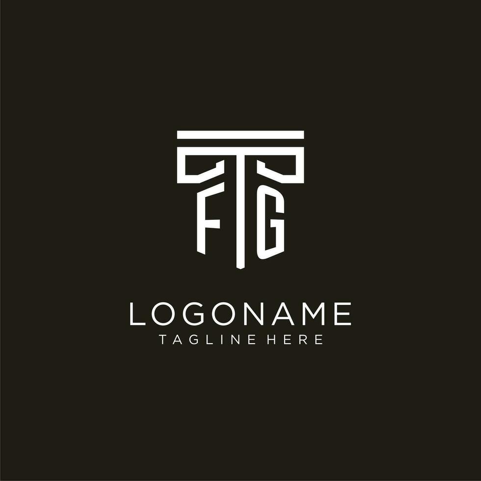 FG initial logo with geometric pillar style design vector