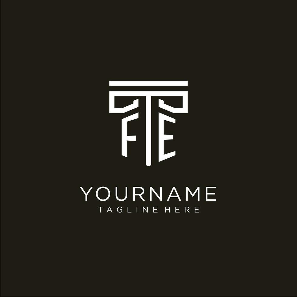 FE initial logo with geometric pillar style design vector