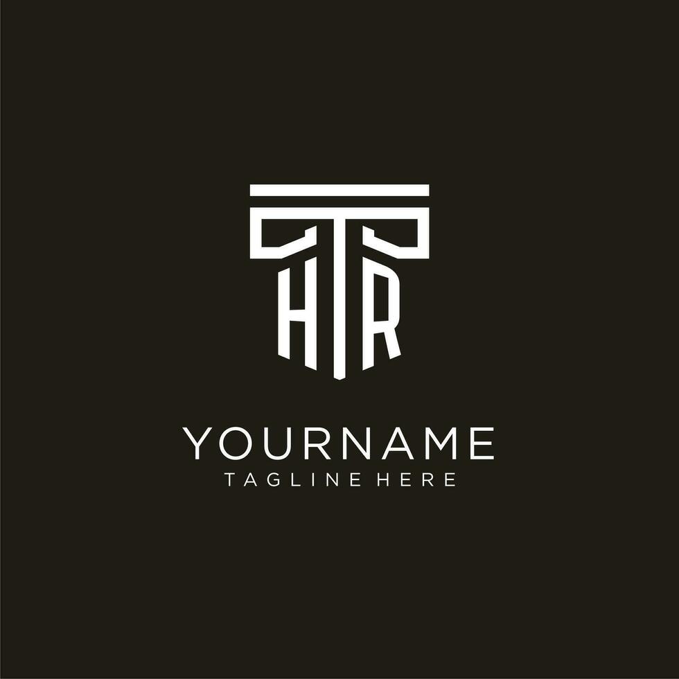 HR initial logo with geometric pillar style design vector