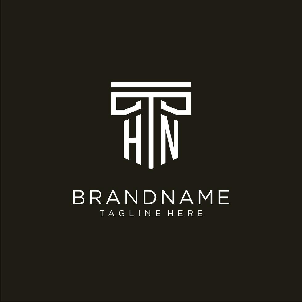 HN initial logo with geometric pillar style design vector