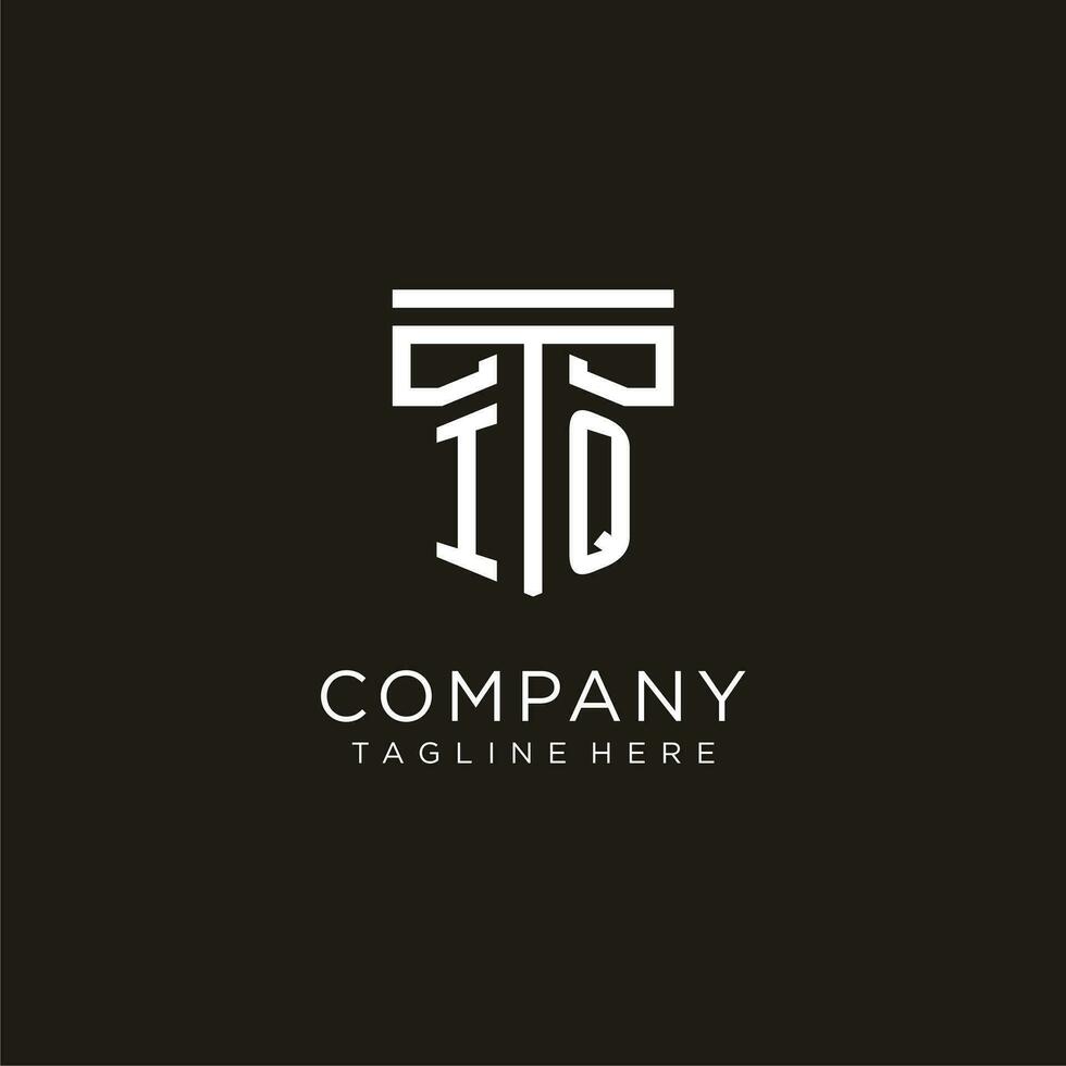 IQ initial logo with geometric pillar style design vector
