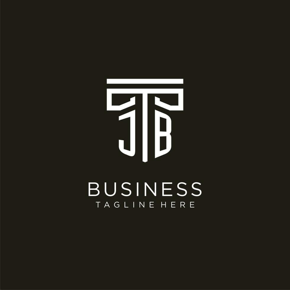 JB initial logo with geometric pillar style design vector