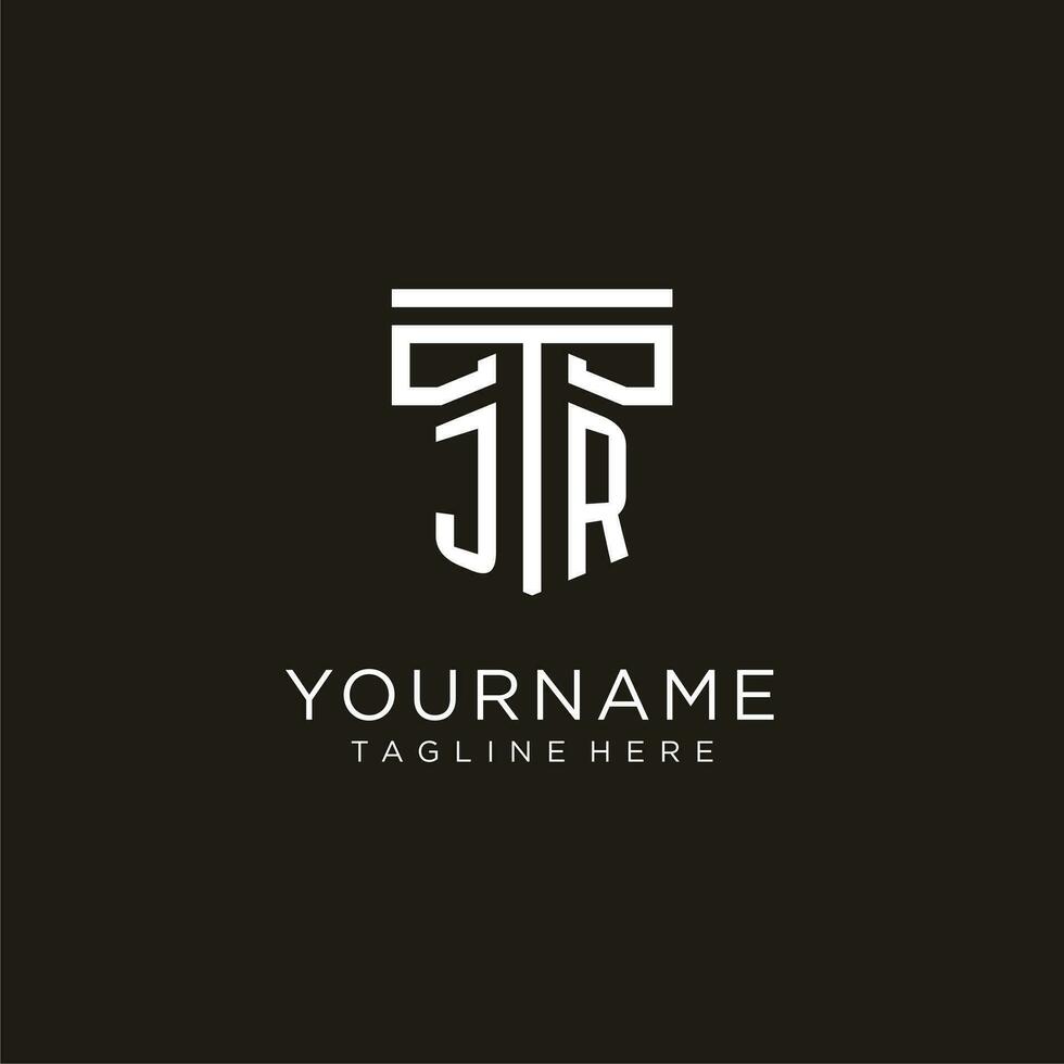 JR initial logo with geometric pillar style design vector