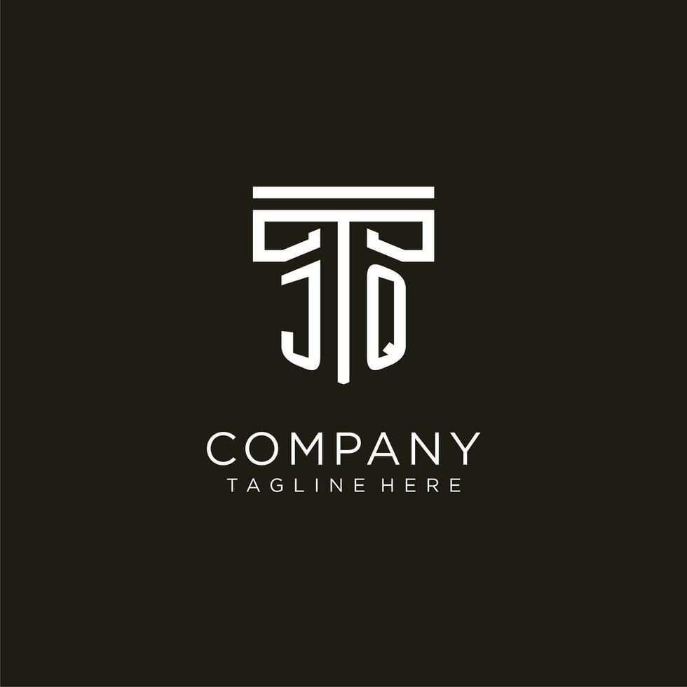 JQ initial logo with geometric pillar style design vector
