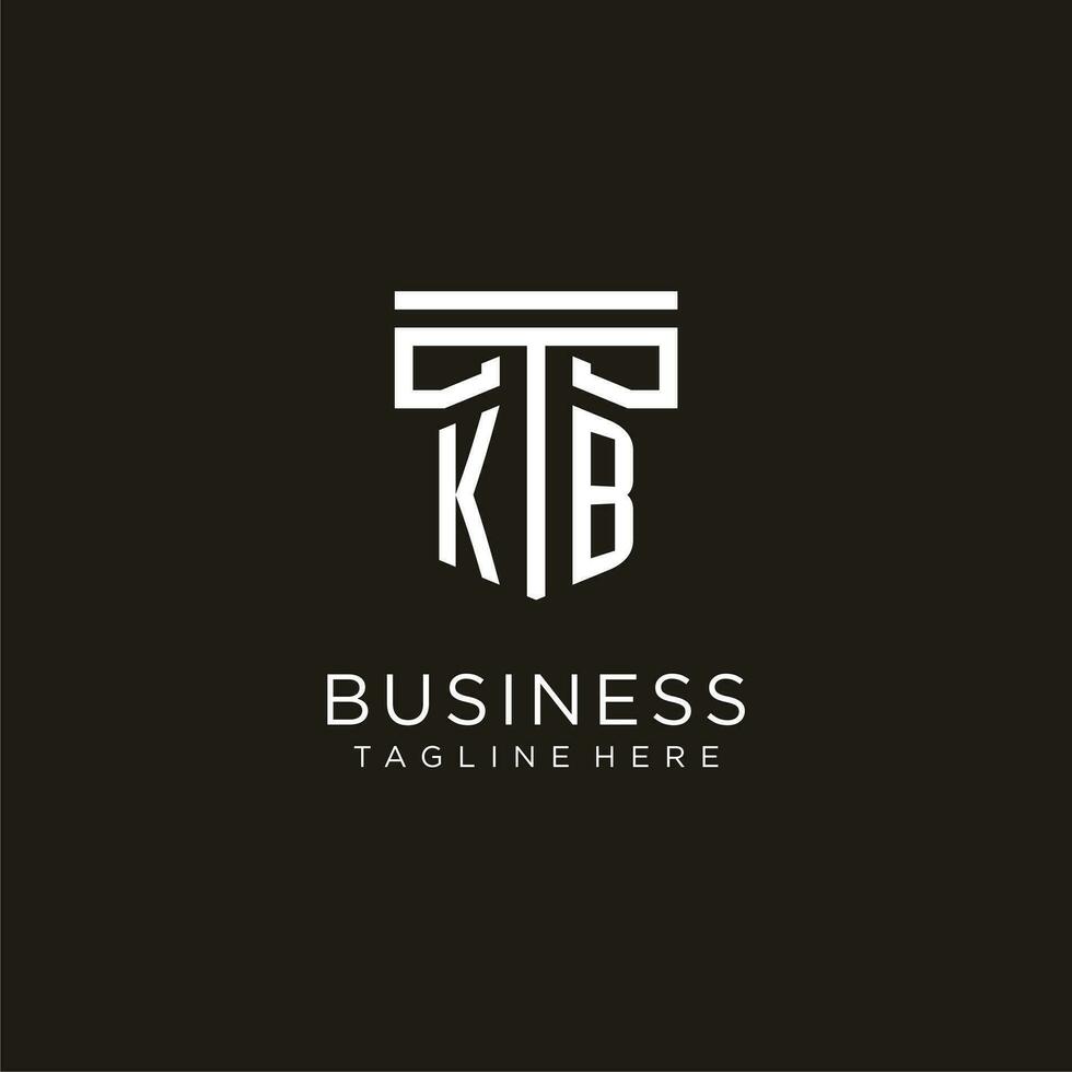 KB initial logo with geometric pillar style design vector