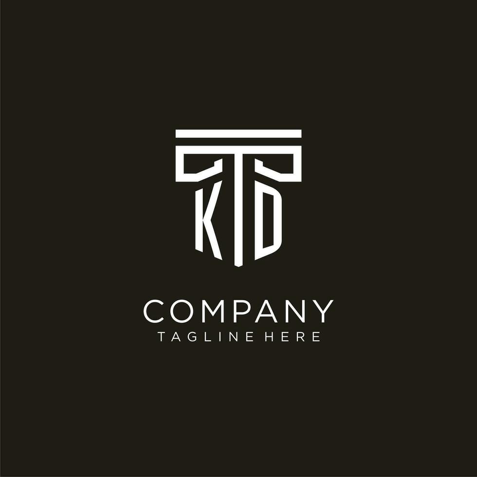 KD initial logo with geometric pillar style design vector
