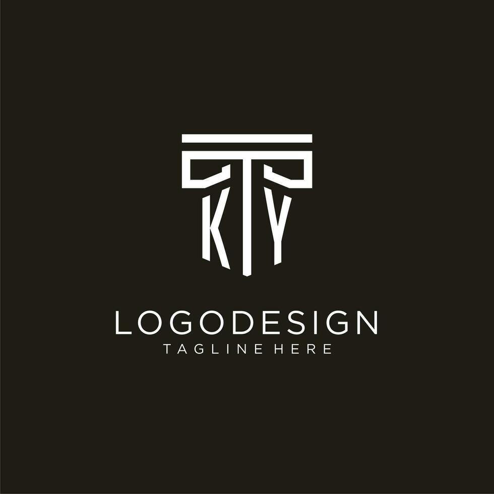 KY initial logo with geometric pillar style design vector