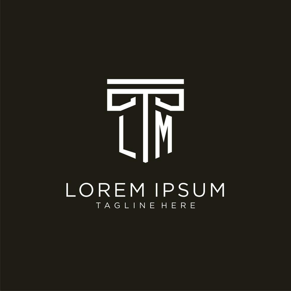lm inicial logo con geométrico pilar estilo diseño vector