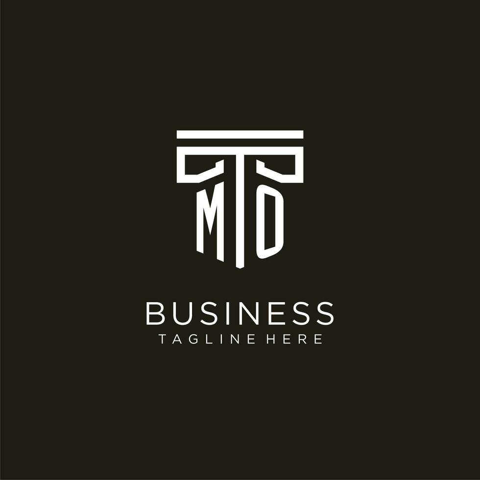 MO initial logo with geometric pillar style design vector