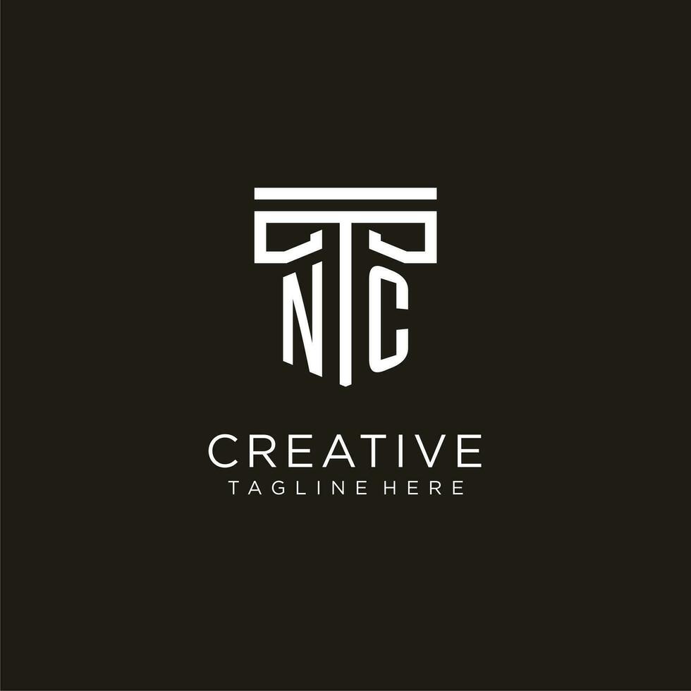 NC initial logo with geometric pillar style design vector