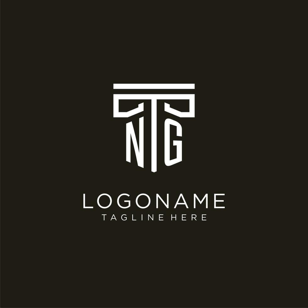 NG initial logo with geometric pillar style design vector