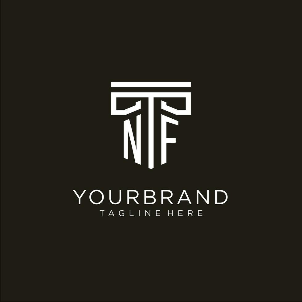 NF initial logo with geometric pillar style design vector