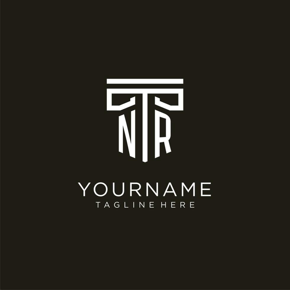 NR initial logo with geometric pillar style design vector
