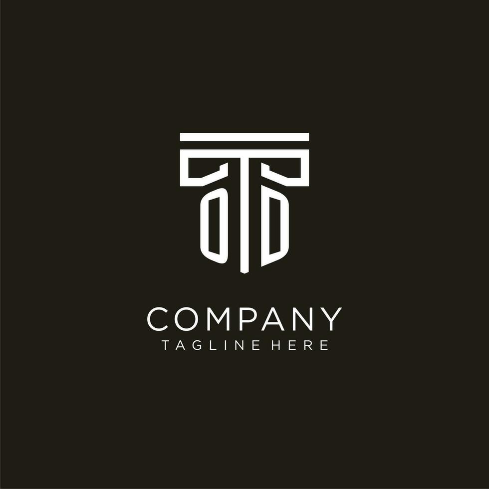 OD initial logo with geometric pillar style design vector
