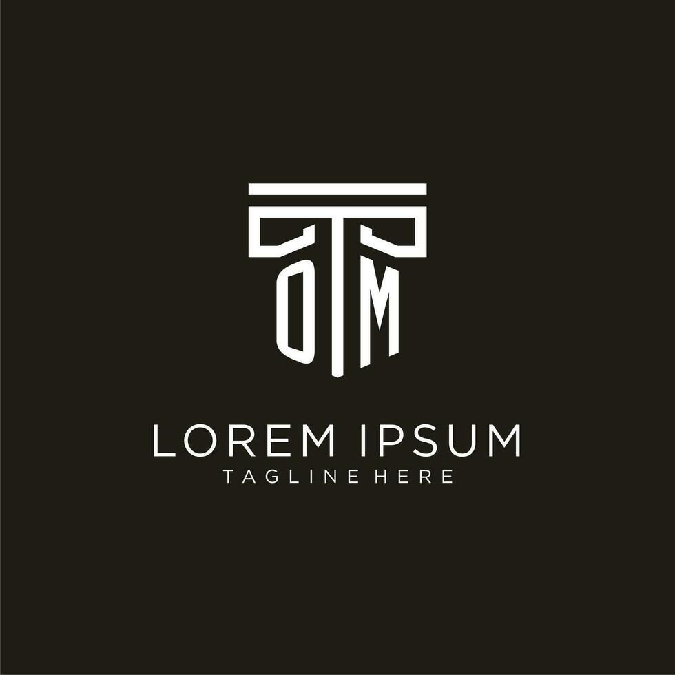 OM initial logo with geometric pillar style design vector
