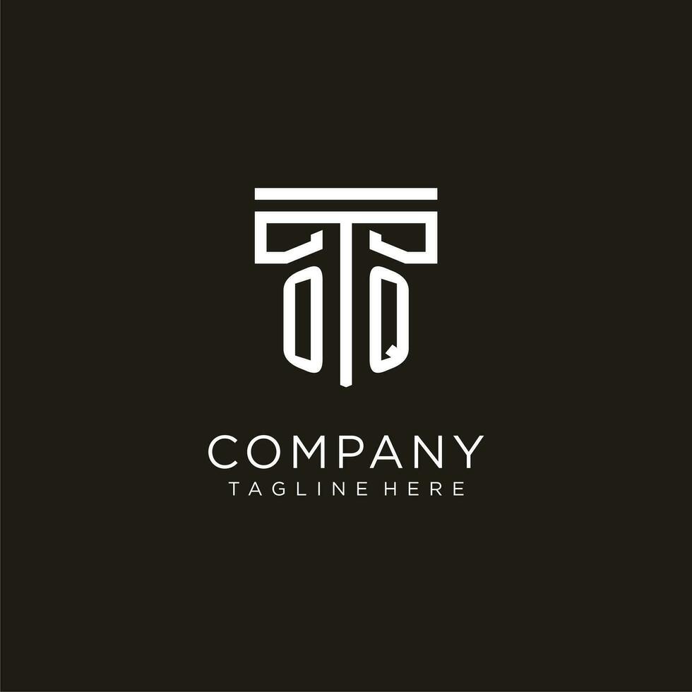 OQ initial logo with geometric pillar style design vector