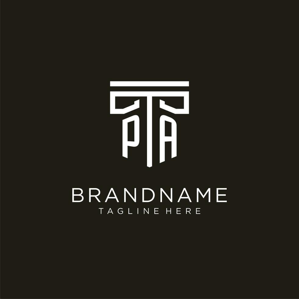 PA initial logo with geometric pillar style design vector