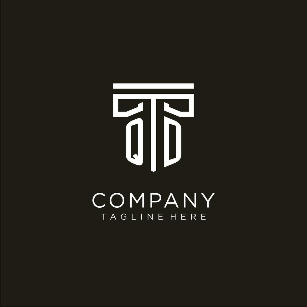 QD initial logo with geometric pillar style design vector
