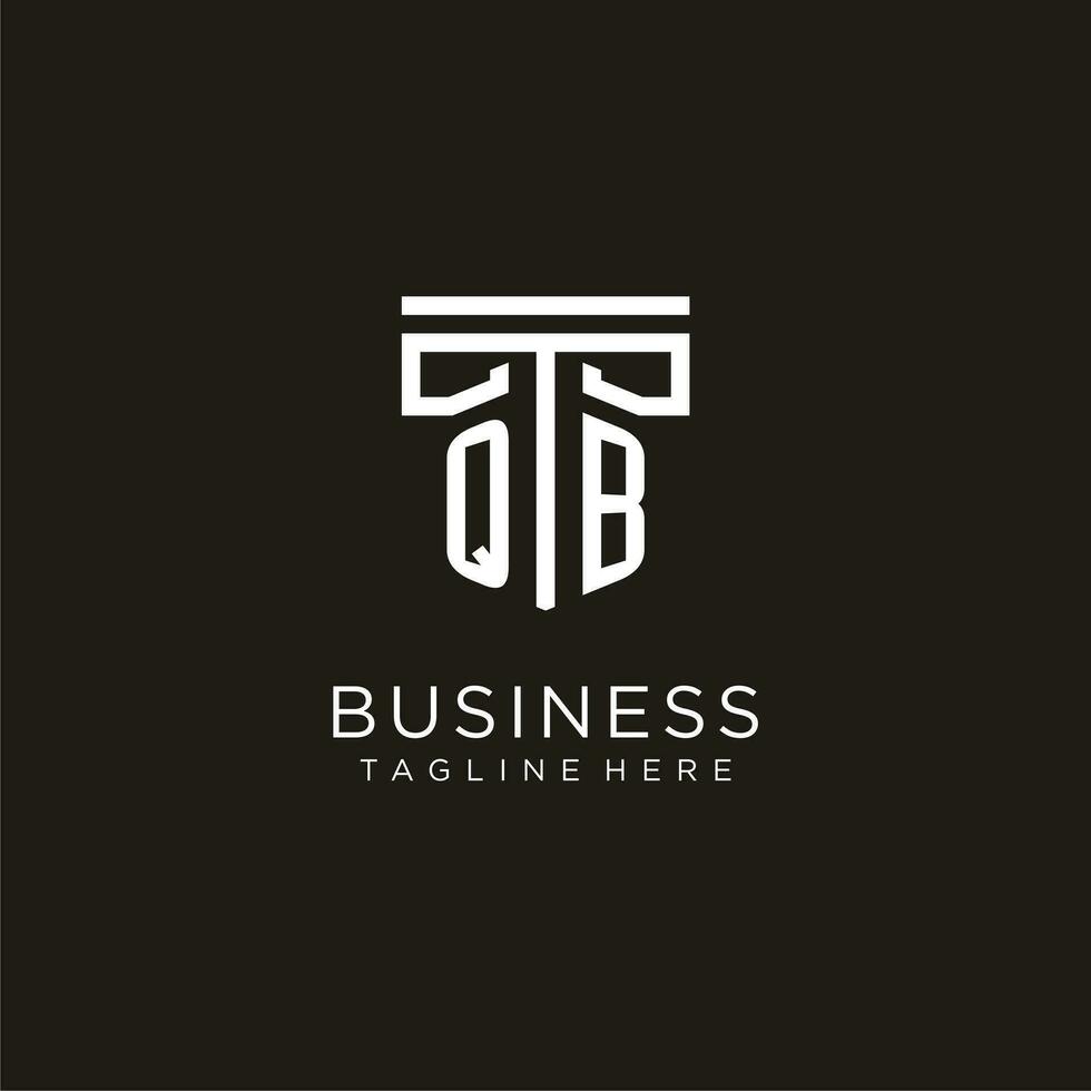 QB initial logo with geometric pillar style design vector