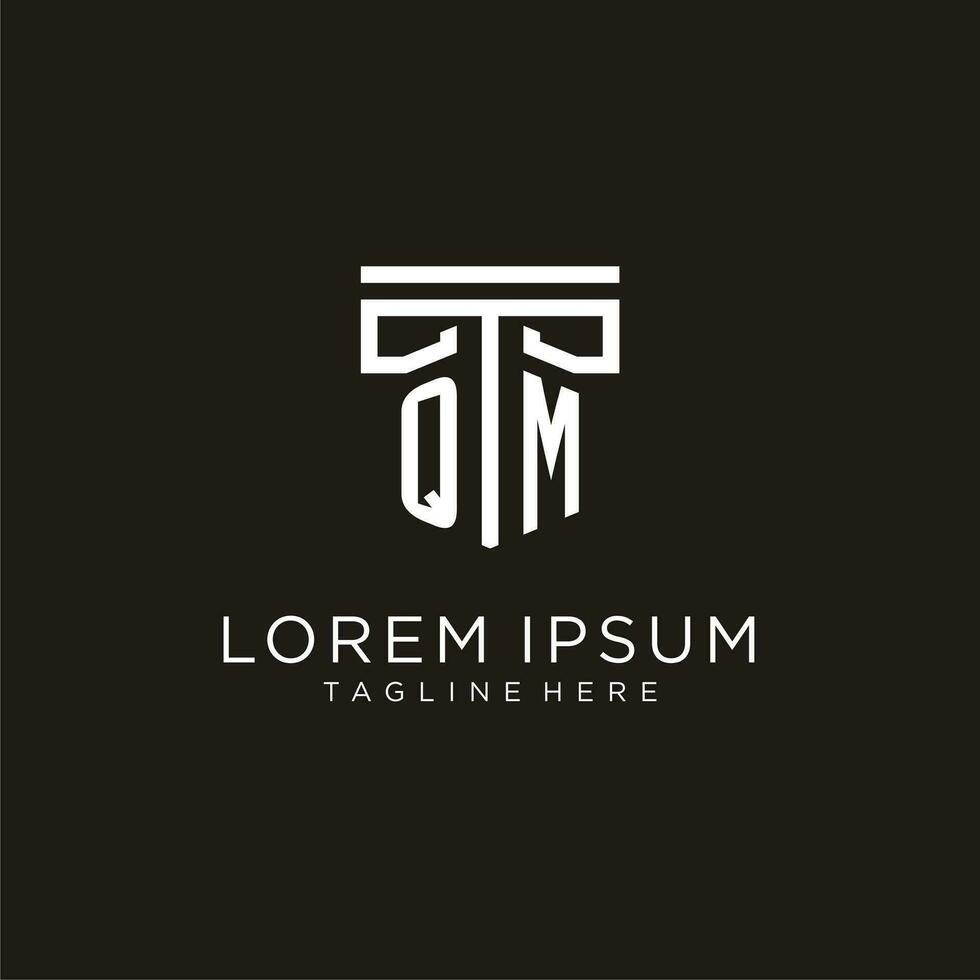 QM initial logo with geometric pillar style design vector