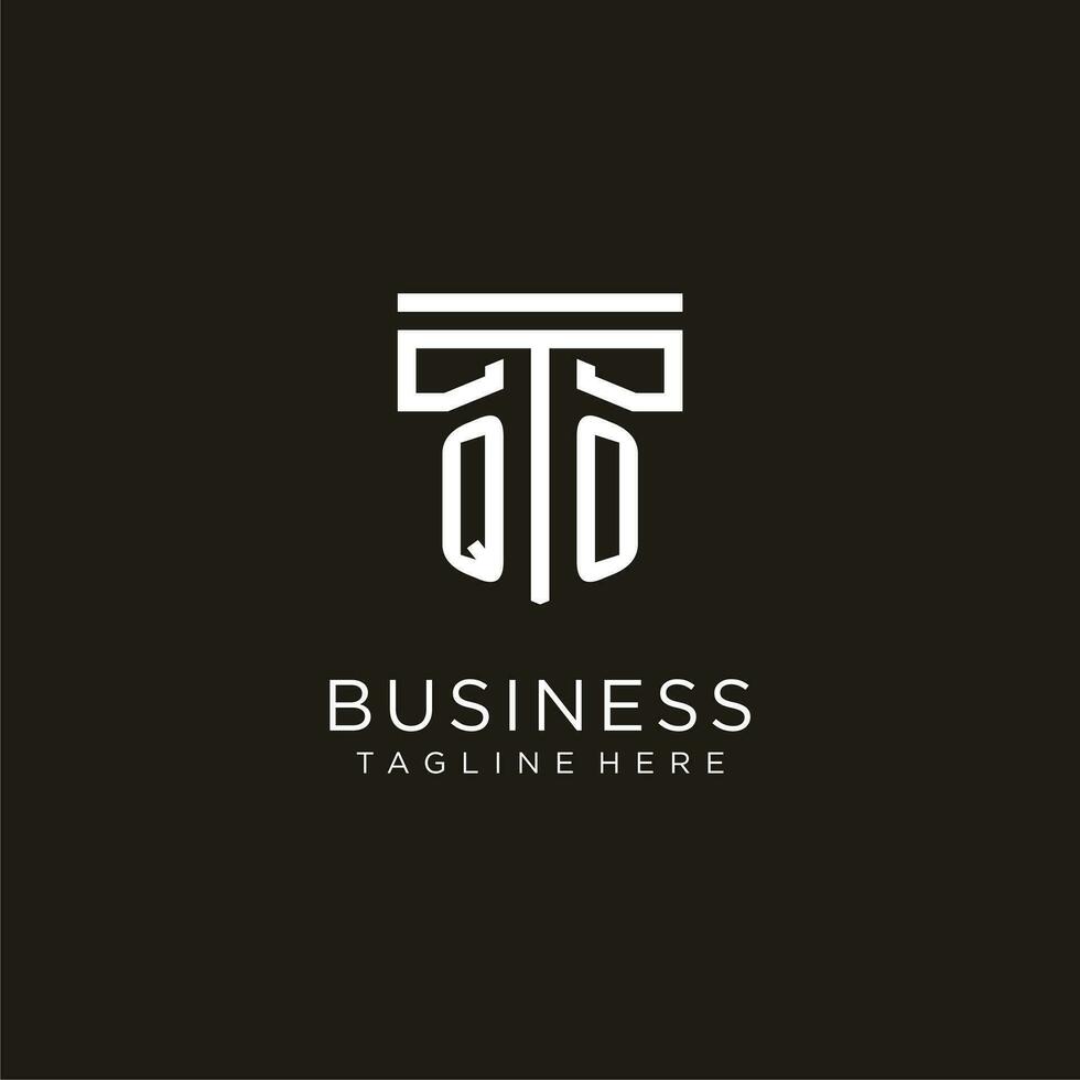 QO initial logo with geometric pillar style design vector