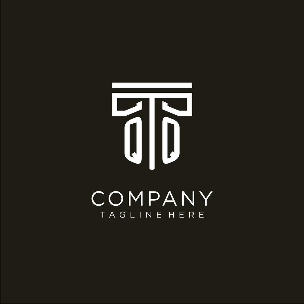 QQ initial logo with geometric pillar style design vector