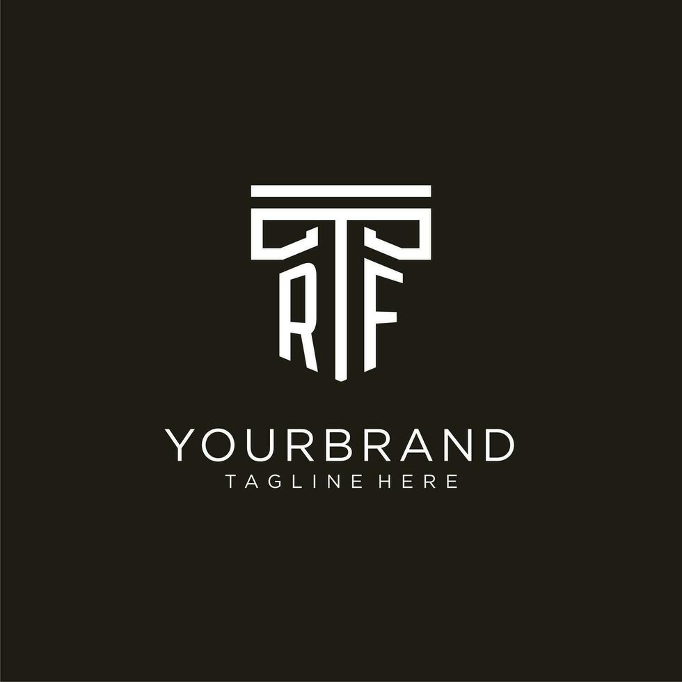 RF initial logo with geometric pillar style design vector