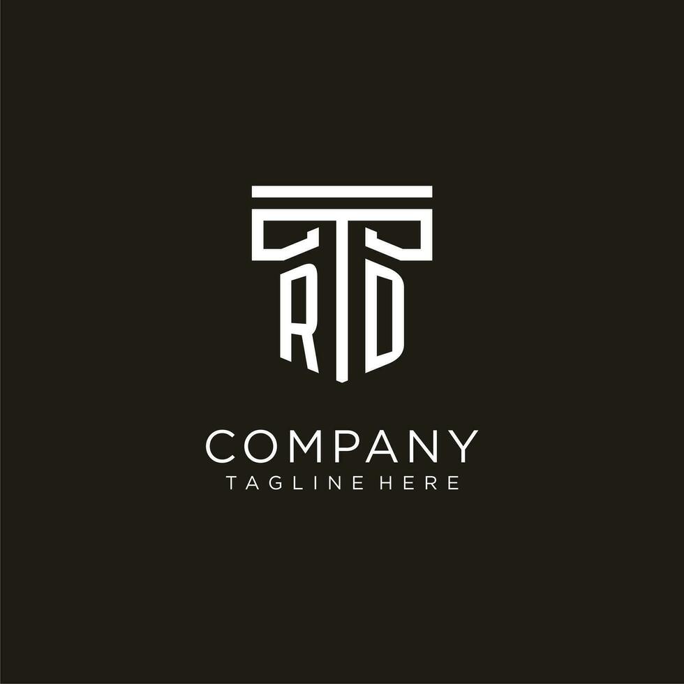RD initial logo with geometric pillar style design vector