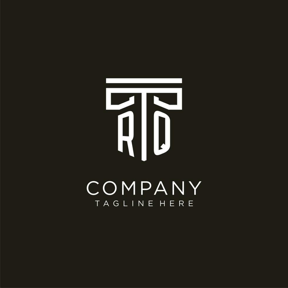 RQ initial logo with geometric pillar style design vector