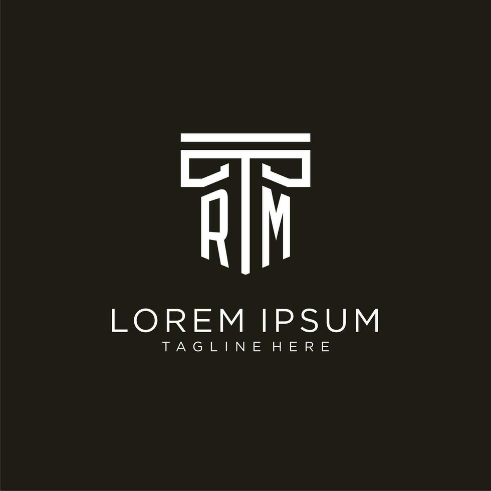 RM initial logo with geometric pillar style design vector
