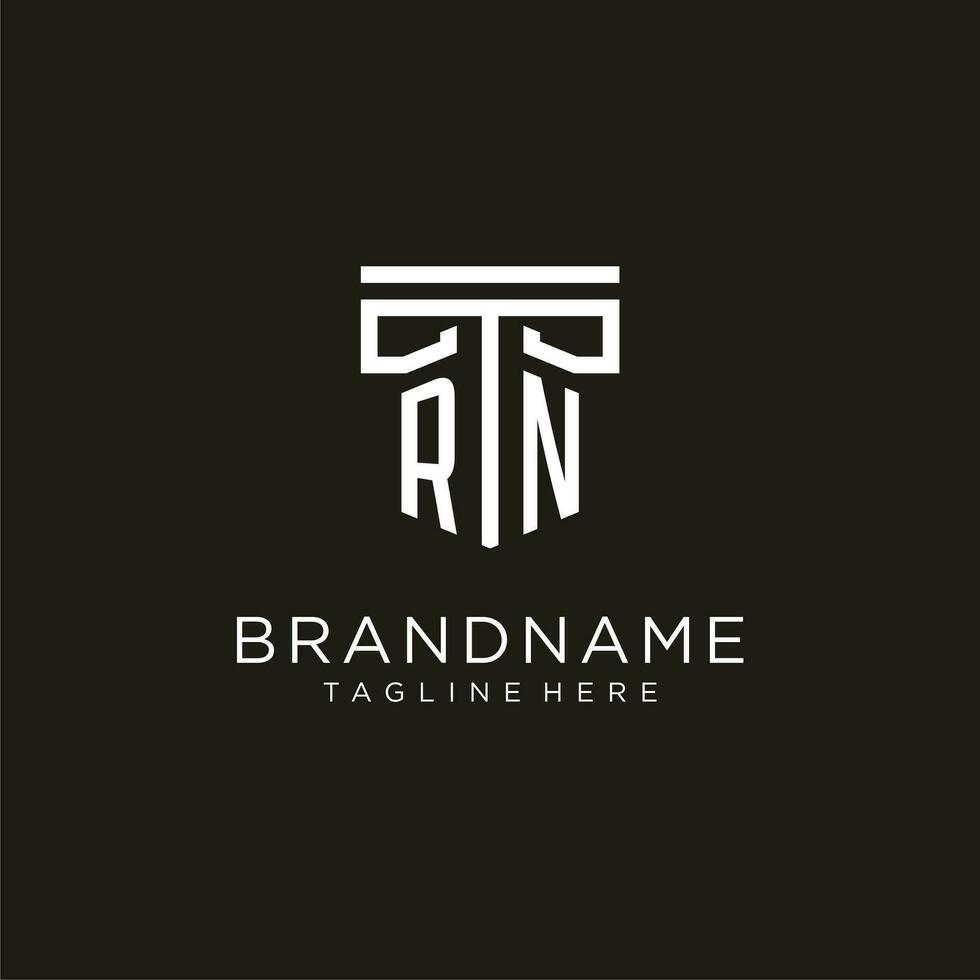 RN initial logo with geometric pillar style design vector