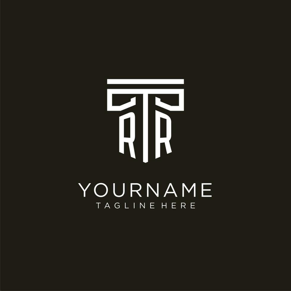 RR initial logo with geometric pillar style design vector