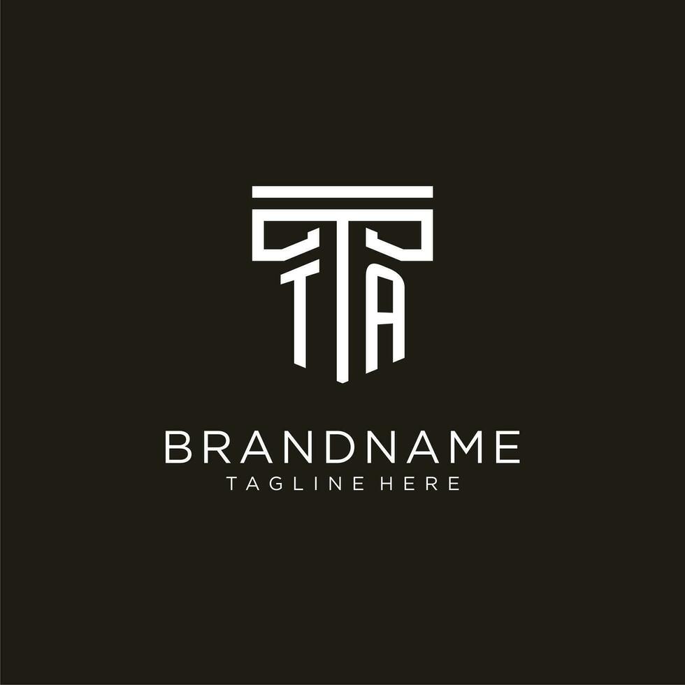 TA initial logo with geometric pillar style design vector