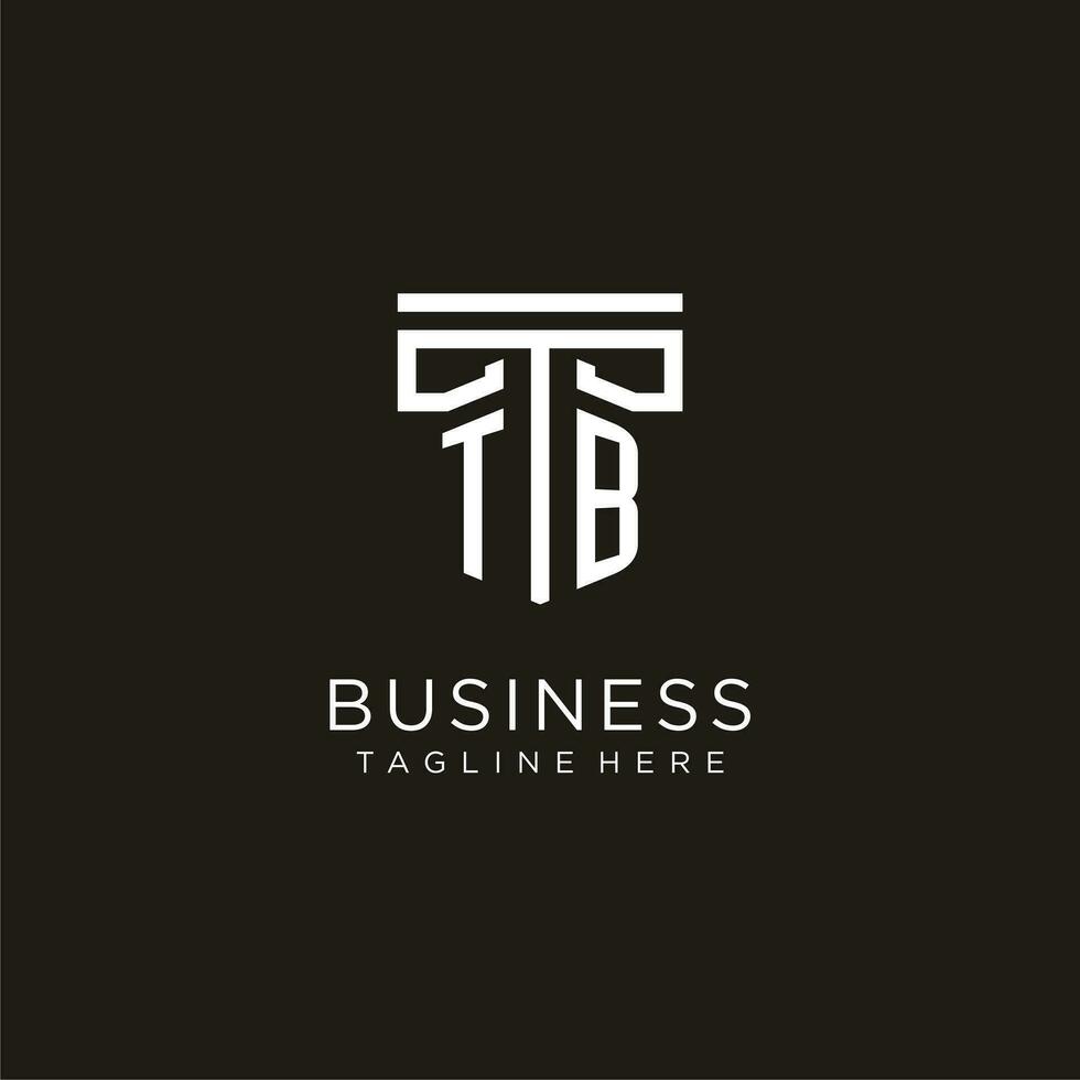 TB initial logo with geometric pillar style design vector