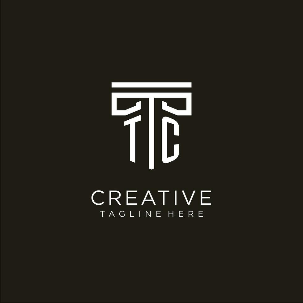 TC initial logo with geometric pillar style design vector