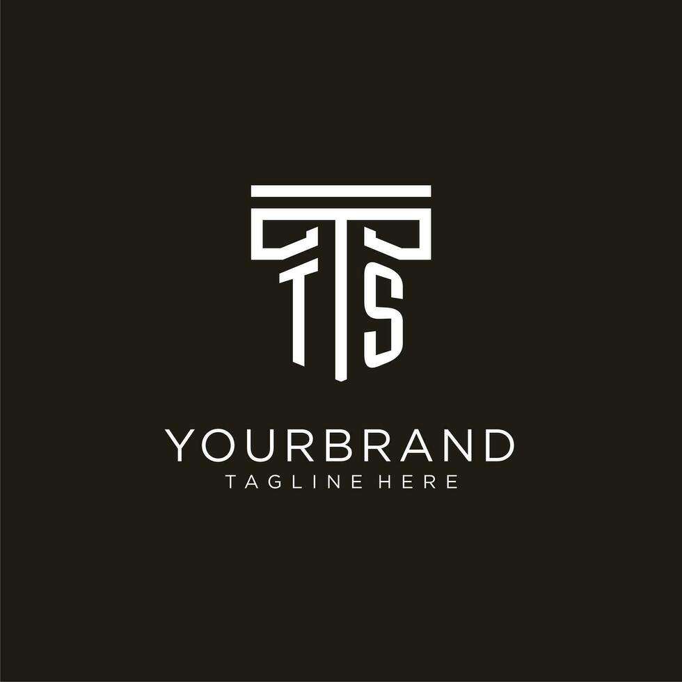 TS initial logo with geometric pillar style design vector